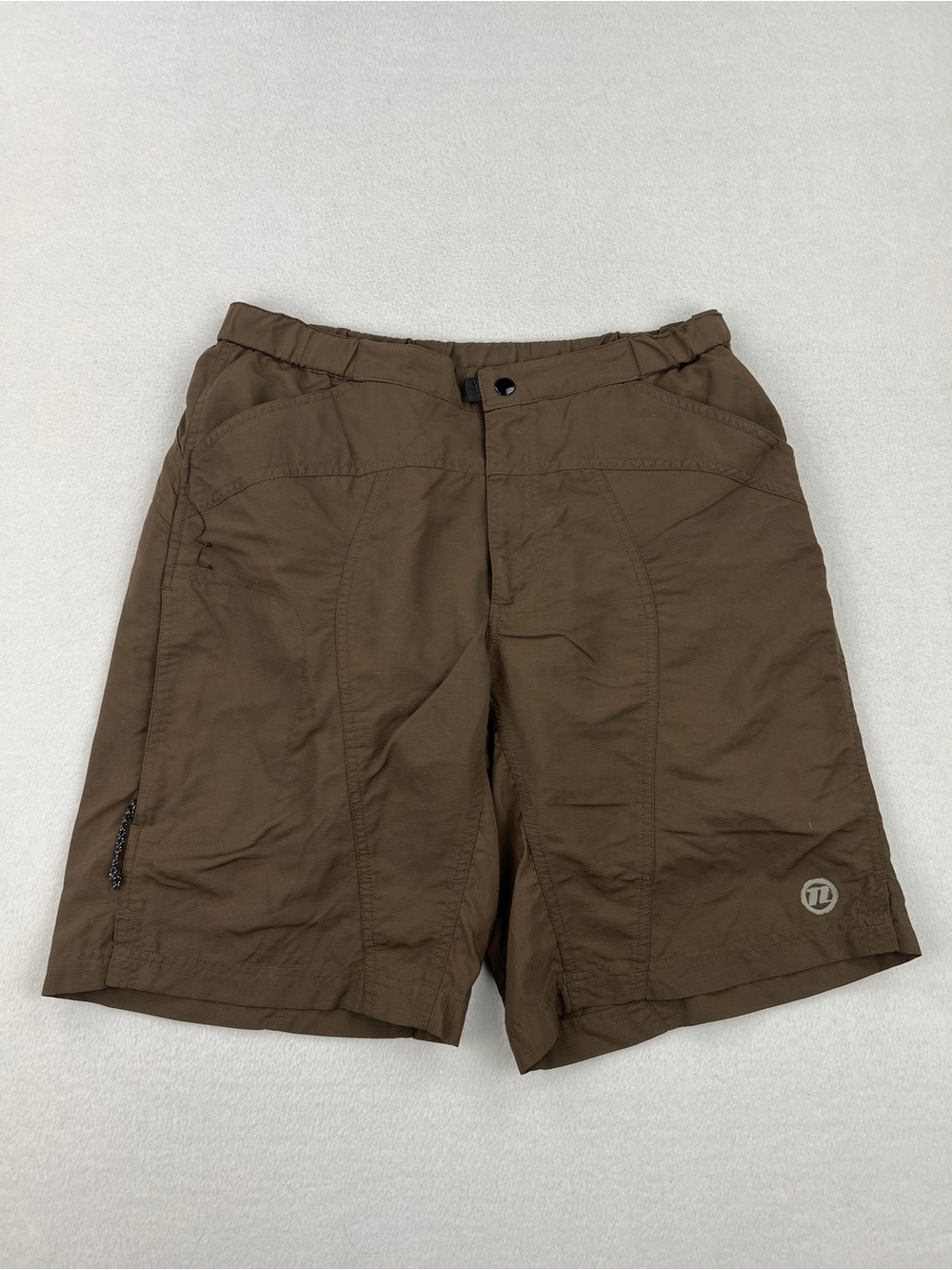 Novara Mens Nylon Mountain Biking Padded Shorts Brown Size M Elastic Waist